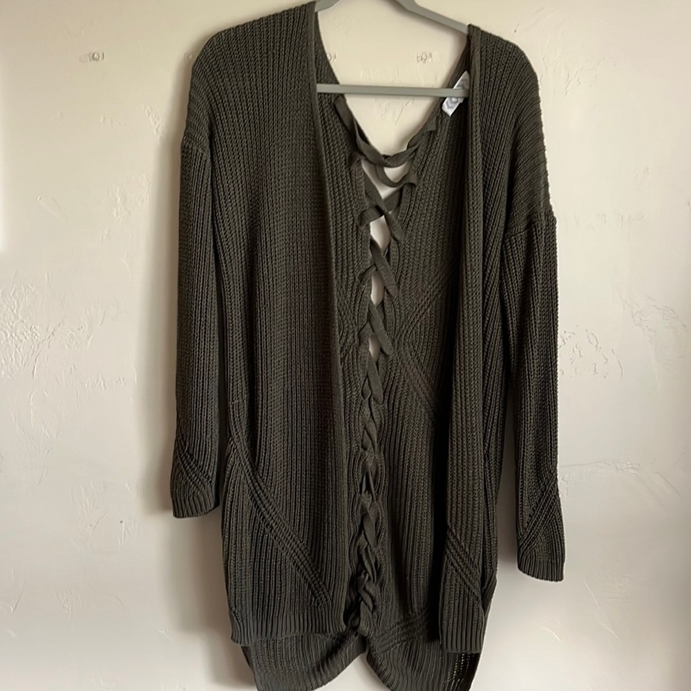 Lace up back cardigan